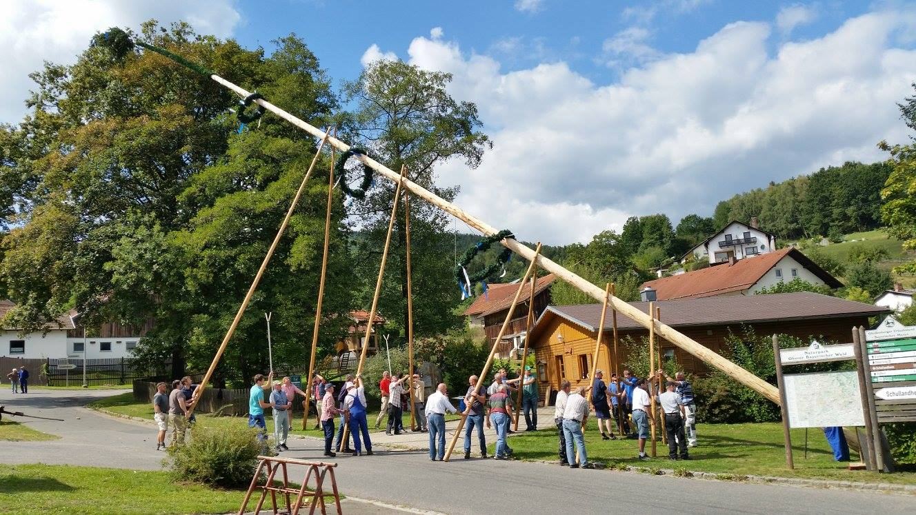 Aufstellen des Kirtabaums in Ried